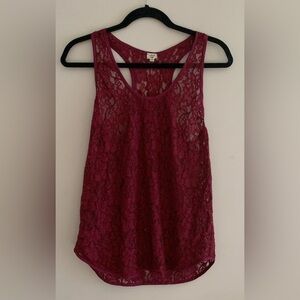 Wilfred Red Lace Racerback Tank Top M